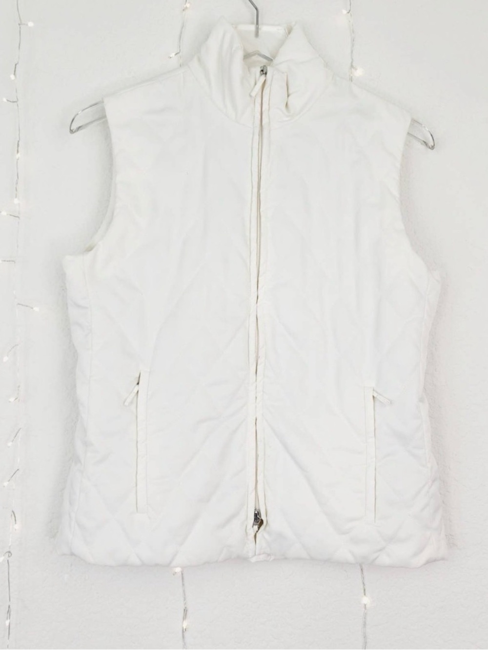 Burberry White Turtleneck Quilted Nova Check Plaid Puffer Vest Sz Small Pockets